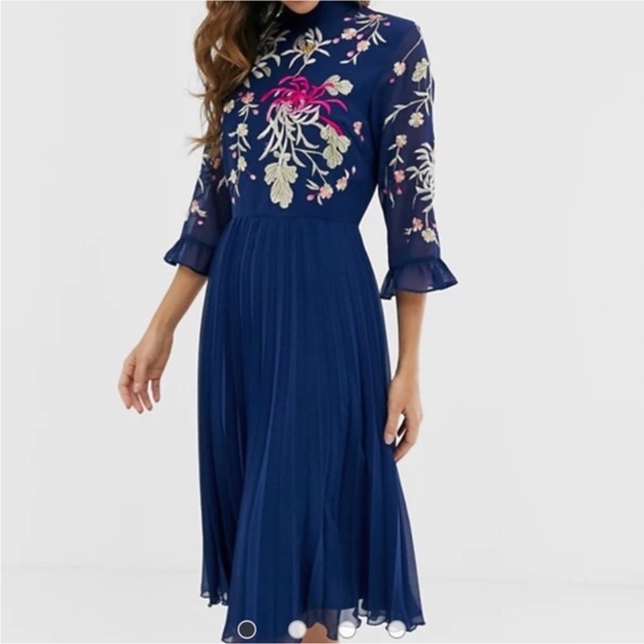 ASOS | Dresses | Asos Floral Embroidered Blue Dress 4 | Poshmark
